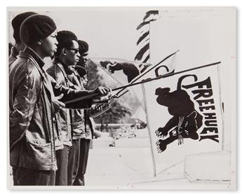 (BLACK PANTHERS.) HUEY P. NEWTON, ELDRIDGE CLEAVER, ET AL. Group of 25 press photographs of the Black Panthers.